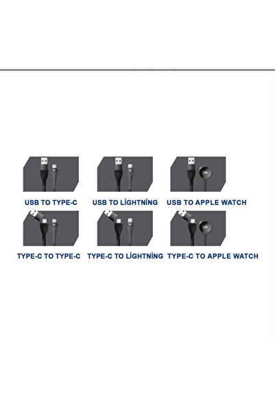 peltech 5in2 Hızlı Şarj Kablosu 100W PD Type-C Lightning Watch İle Uyumlu USB ve Type-C