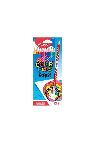 Maped Creioane colorate Color'Peps Oops cu radieră 12 culori