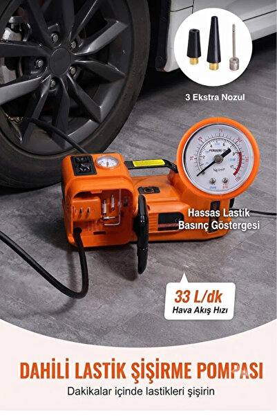 EZERE PowerLift Pro 5 Ton Çok Fonksiyonlu Elektrikli Hidrolik Kriko Lift Kaldırma / Kompresör / Bijon Sökme / LED Işık