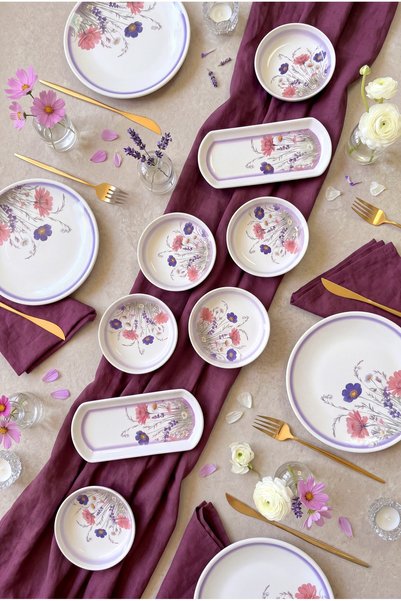 ALİNA HOME Lavin 14 Piece Ceramic Breakfast Set for 6 People, Breakfast Set