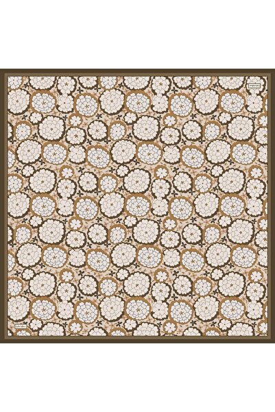 Levidor Oil Green Daisy Pattern Twill Silk Scarf