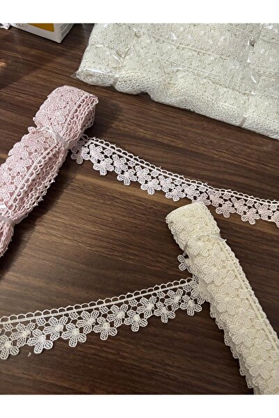 Butik Elti Deseni Klasik Güpür Dantel 9 Metre Beyaz Dekoratif Şerit Pike Havl...
