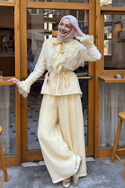 Rose Design Boutique YUKE DANTEL DETAYLI ŞIK TESETTÜR ALT ÜST İKİLİ TAKIM