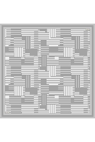 Levidor Gray Three-Line Twill Silk Scarf