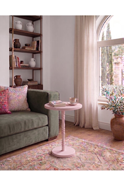 DUDECOR Yan Sehpa Lüks Sehpa Pembe Sehpa Ahşap Sehpa Tekli Sehpa Yan Sehpa