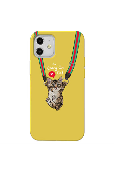 Other Apple iPhone 12 Swinging cat Yellow Colored Silicone TPU Θήκη