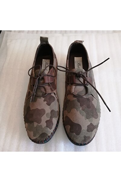 Butik Tülin Unisex Genuine Leather Suede Split Brown Green Beige Tone Camoufl...