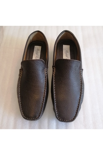 Butik Tülin Men's Genuine Cowhide Leather Coffee Hand-Woven Soft Comfortable ...