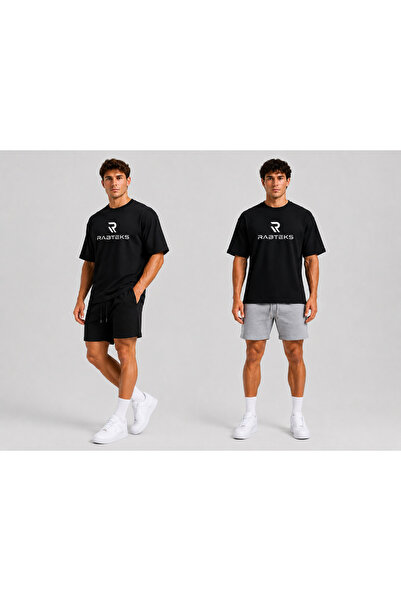 RABTEKS Men's 2-Pack Black Gray Cotton Basic Casual Shorts – Comfortable Fit