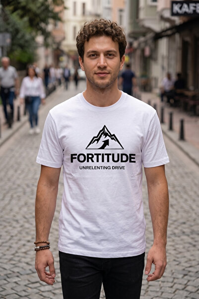 BAGAND تي شيرت Fortitude Unrelenting Drive مطبوع كبير الحجم للجنسين مصنوع من ...