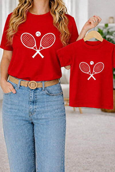 VODEXA Μπλουζάκι με στάμπα ρακέτας Mother Daughter Combination Oversize, Διπλ...