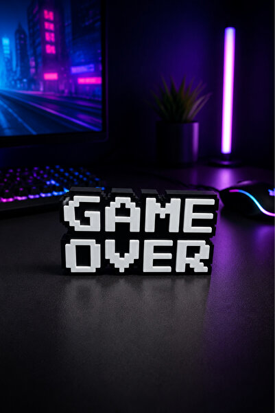 lina hobby Oyuncu Odası Game Over Biblo, Gamer Masa Üstü Süs, 3D Baskı Dekora...