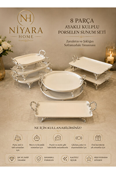 Niyara home 8-Piece Porcelain Presentation Set with Stands and Handles the Re...