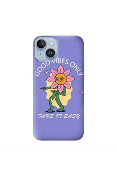 Other Apple iPhone 14 Plus Good Vibes Only Purple Colored Silicone TPU Θήκη