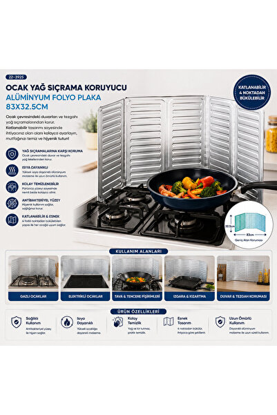 Lunaev Cooker Oil Splash Protector Aluminum Foil Plate 84X32.5 cm