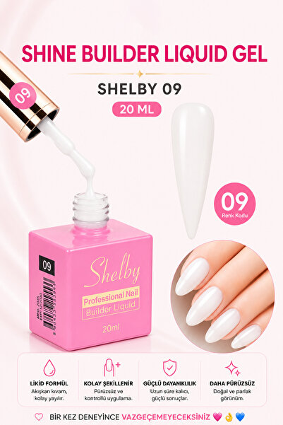 SHELBY Beyaz Liquid Builder Gel 20 ml TPO Free UV/LED Profesyonel Sıvı Builde...