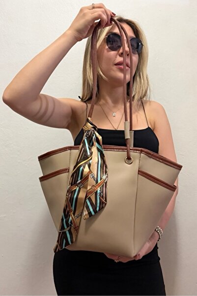 MAİSONRC Women's Scarf Detailed Large Size Shoulder Bag for Daily Use
