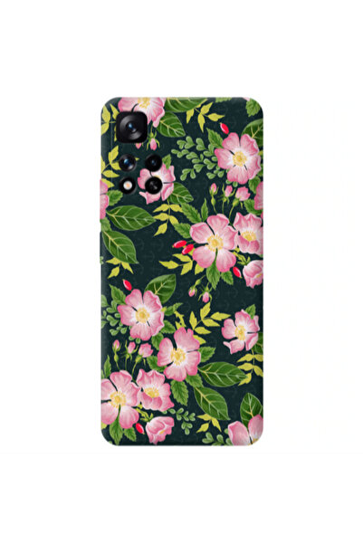 Other Xiaomi Redmi Note 11 Pro 5G Pink flowers green laves Transparent Silico...