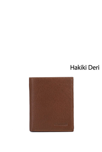 GÖNDERİ(R) Мъжки вертикален портфейл от естествена кожа в кафяво