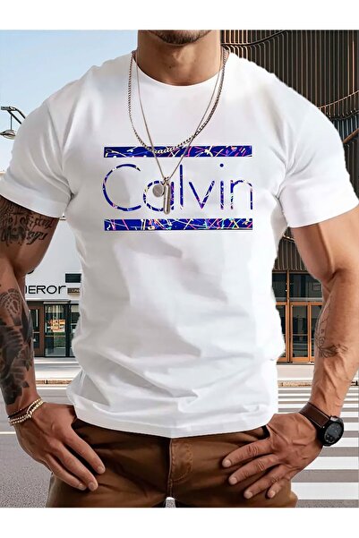 1001 Line Men'S Summer T-Shirt - Regular Fit, Slight Stretch, Round Neck, Blu...