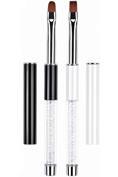 Arabest 2 Pcs Oval & Flat Nail Gel Brush Set – Durable Portable Acrylic Nail ...