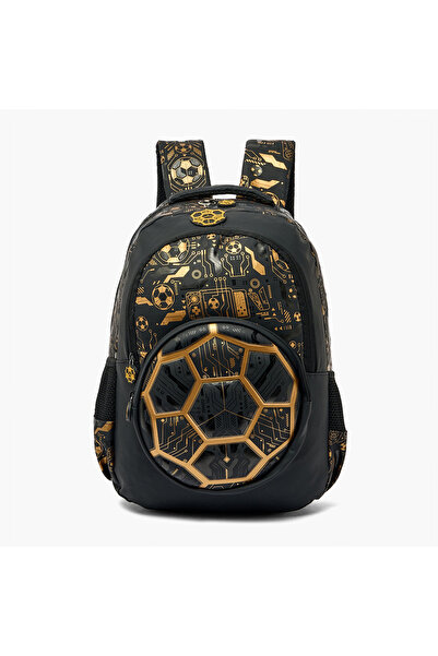 Lifestyle Football Print School Backpack for Boys 8-13 Years with Adjustable ...