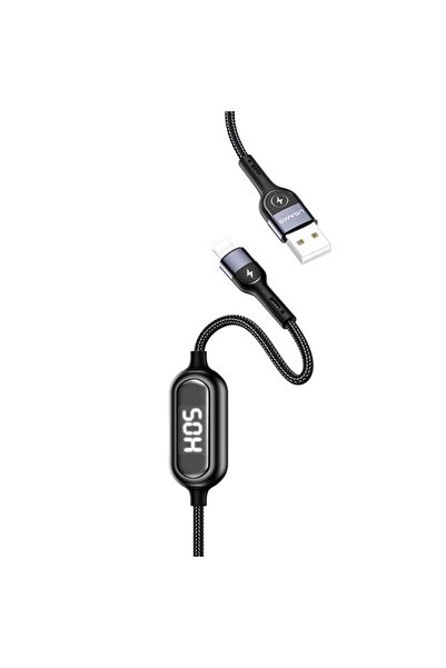 Usams Cablu USB-A la Lightning U48 1.2m 2A LED Negru