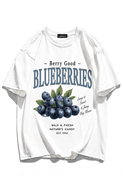 LELVANİ تي شيرت مطبوع عليه حلوى التوت الأزرق الطبيعية للجنسين من BERRY GOOD