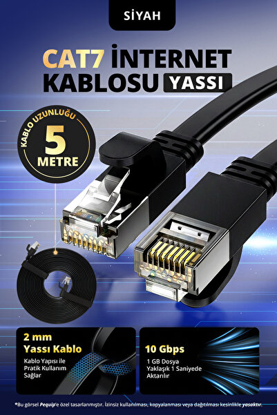 Pequip CAT7 Ethernet Kablosu RJ45 10Gbps Yüksek Hızlı İnternet LAN Kablosu 5 ...