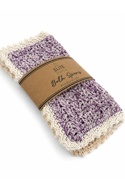 The Elite Home Elite Home Handmade Knitted Bath Washcloth – 100% Cotton, Wash...