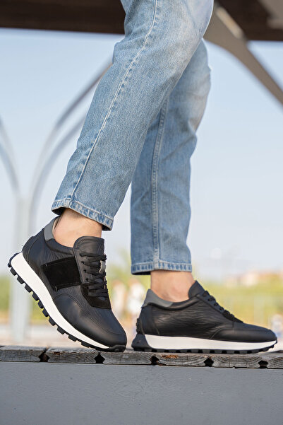 PANORAMA Men's Genuine Leather Suede Detailed Casual Sneaker