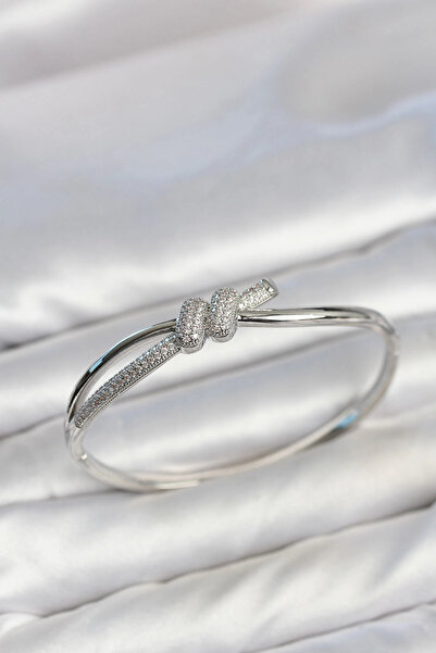 Generic Brand Silver Color Zircon Stone Knot Model Women's Handcuff Women's B...