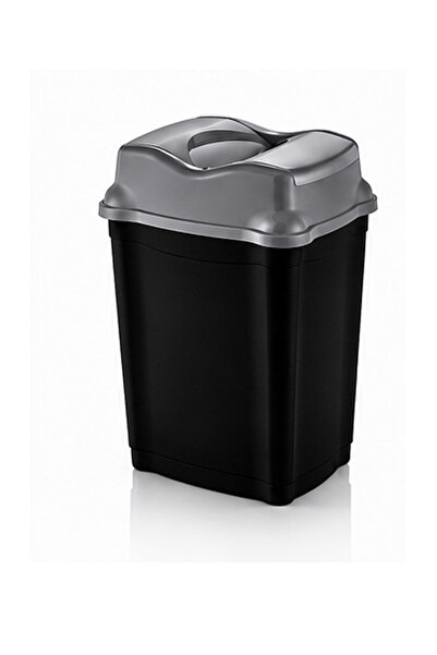 RNLl04 Home 16 Liter Swirl Lid Black Plastic Trash Can
