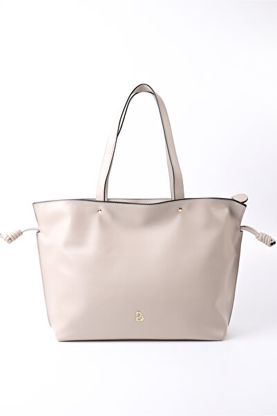 Bottier Drawstring Leather Beige Women's Shoulder Bag - Cnt009