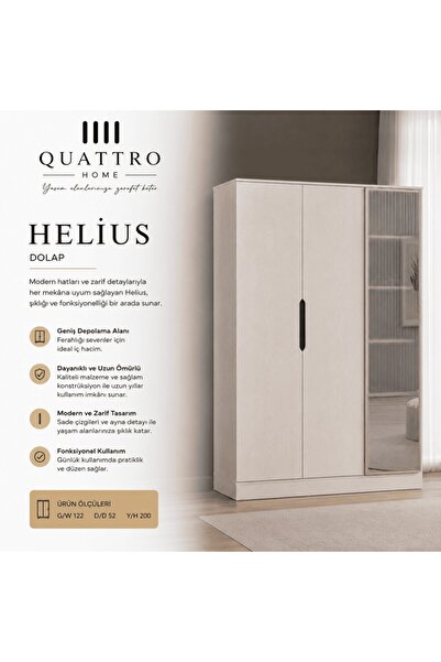 QUATTRO HOME Helius Dolap Aynalı Modern Yatak Odası Gardırobu