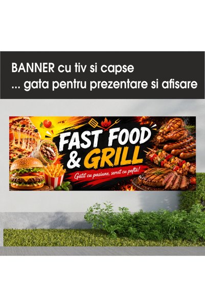 media Banner MEDIA, "Fast food" model10, 200 x 80 cm, de exterior