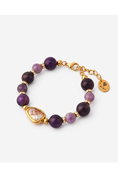 THE GEM STORIES JEWELRY Βραχιόλι Αμέθυστου και Μαργαριταριών Σεληνόφωτος