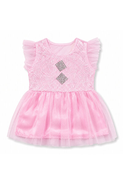 Generic Baby Girls Red Lace & Tulle Party Dress, Size 1Y | Flutter Sleeves, R...
