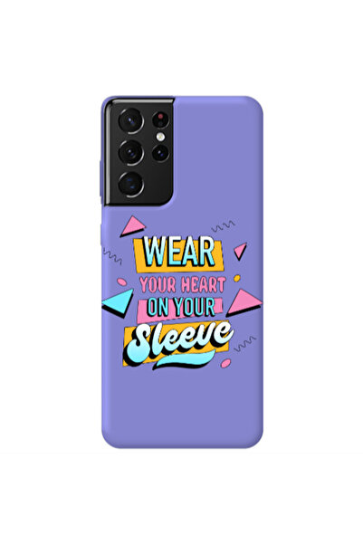 Other Samsung S21 Ultra Wear Your Heart Purple Colored Silicone TPU Θήκη