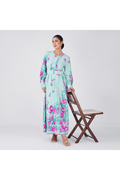 LINELLE Lilac Floral Border Maxi Dress