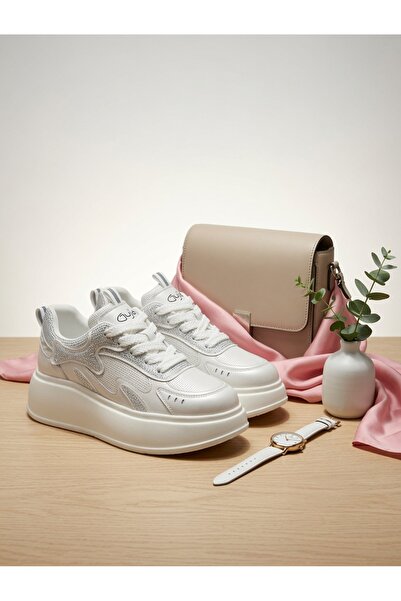 Kemal Aygün -Kadın Kalın Taban Taşlı Sneakers