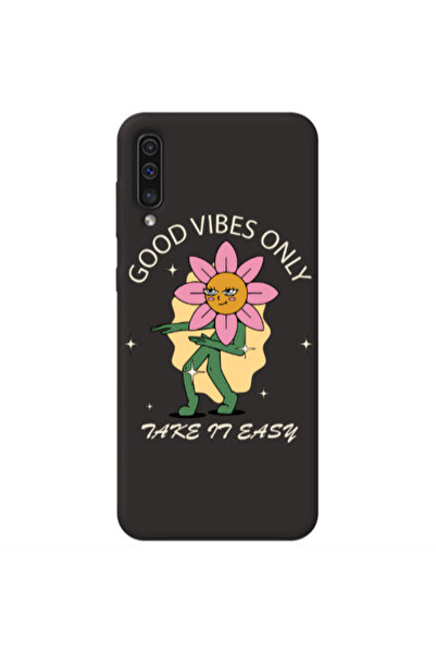 Other Samsung A70 Good Vibes Only Black Colored Silicone TPU Θήκη