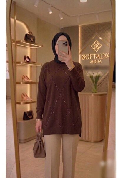 azramfashıon tekstil Kadın baklava desenli modern tesettür tunik