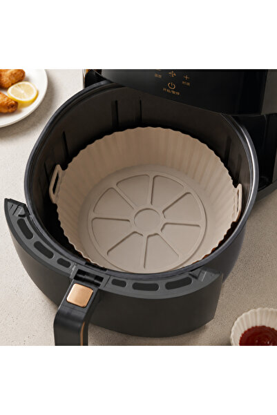 idei Tavă silicon rotundă pentru friteuză cu aer 20cm, suport reutilizabil cu...