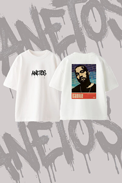 Anetos Kanye West_10 Design Printed Oversize Crew Neck T-Shirt White