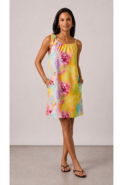 Bold & Young Rochie din viscoză cu imprimeu multicolor și buzunare