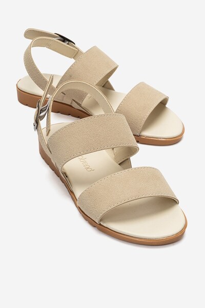 CCWAY AYAKKABI Buckle-Strap Double-Strapped Women's Sandals Beige