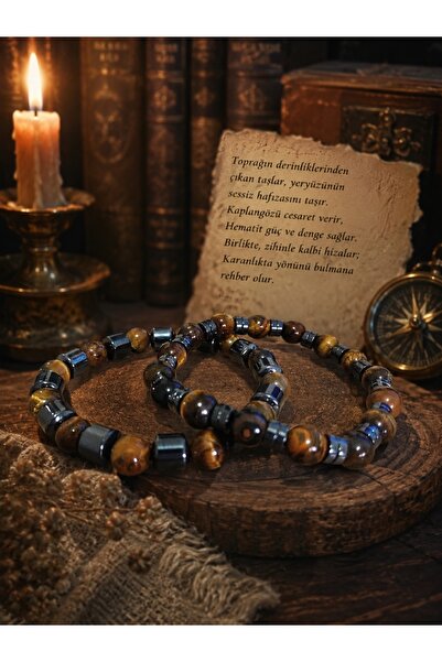 Liacharm Special Design Tiger's Eye and Hematite Natural Stone Men's Bracelet...