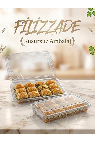 Filizzade 500 Gr Sızdımaz Saydam Soğuk baklava Kutusu (çok amaçlı) 11 Adet