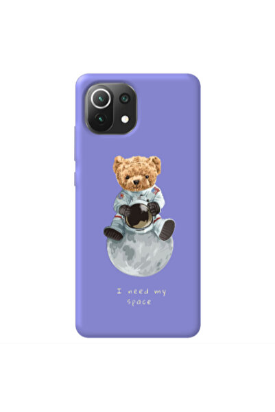 Other Xiaomi Mi 11 Lite Bear in space Purple Colored Silicone TPU Θήκη